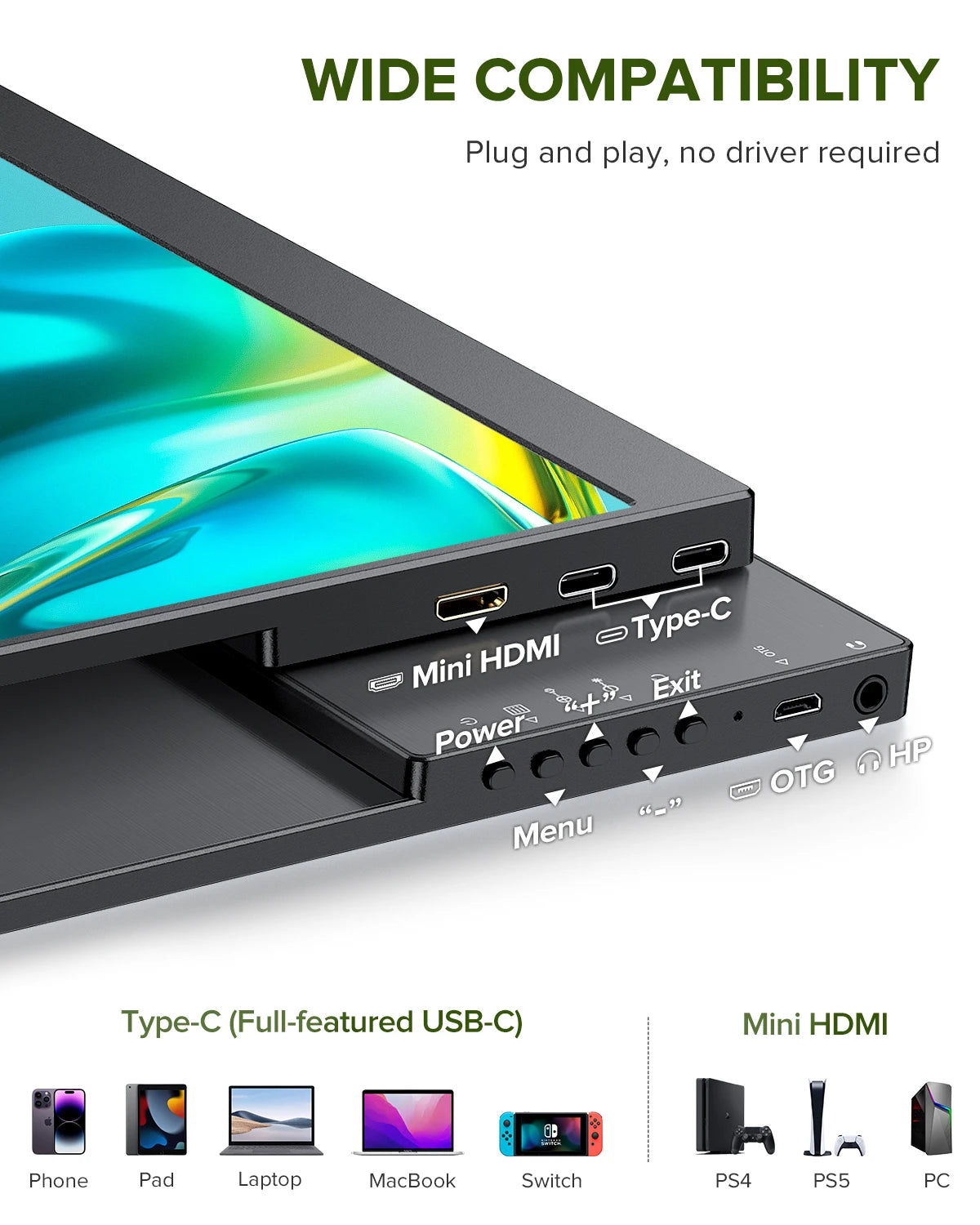 UPERFECT 14 inch 3:2 QHD IPS Portable Monitor 2K 1440P FreeSync Gaming Display with Dual USB C HDMI for Laptop PC Game Console