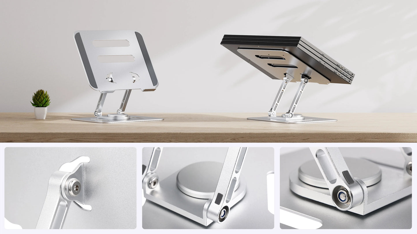 UPERFECT Adjustable Computer Stand with 360 Rotating Base Folding Laptop Riser for Desk Notebook MacBook Monitor up to 19inch