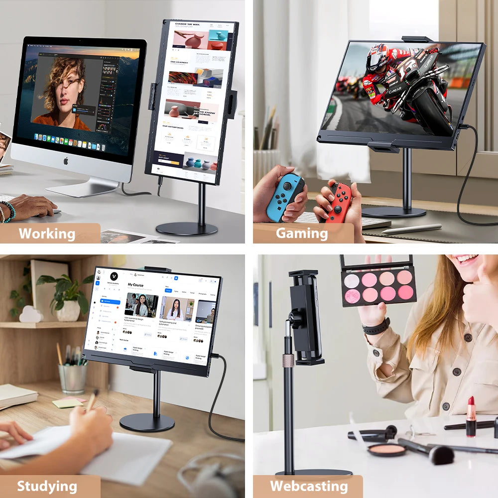 UPERFECT Portable Monitor VESA Stand for 15.6'' 17.3'' Adjustable 360° Swivel Bracket Tablet Holder Compatible with 4.7’’-17.3"
