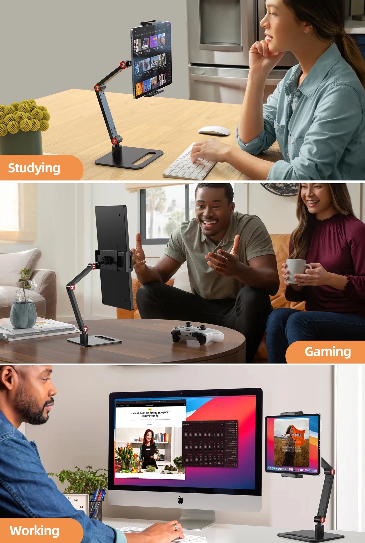 UPERFECT Portable Monitor Desk Holder Metal Stand 18 Inch Universal Expandable Display Base VESA Mount External Vertical Screen