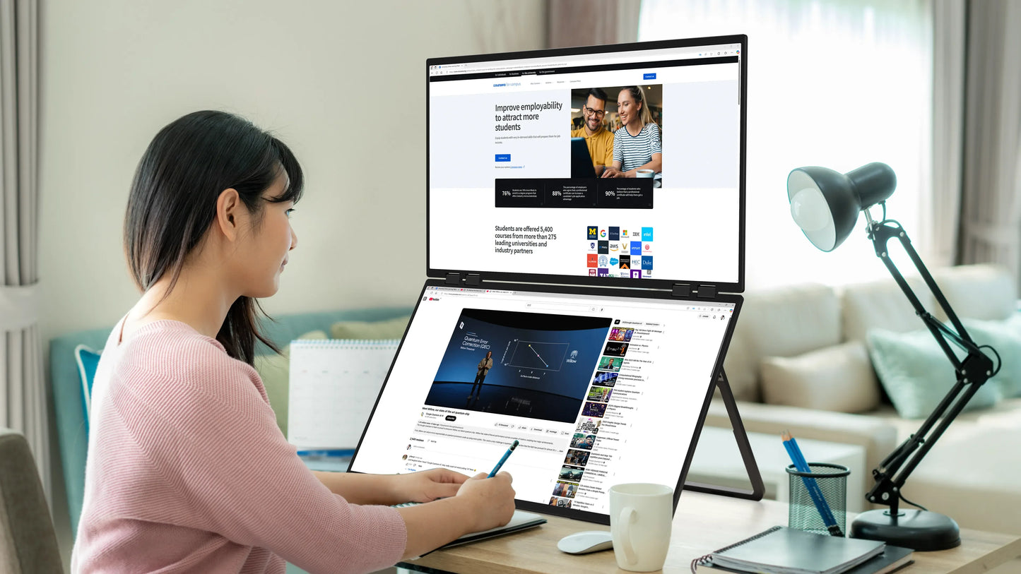 UPERFECT Delta 23.8" 100Hz Dual Portable Monitor 1080P Stacked Displays USB-C HDMI Triple Laptop Screen Extender for Laptop PC