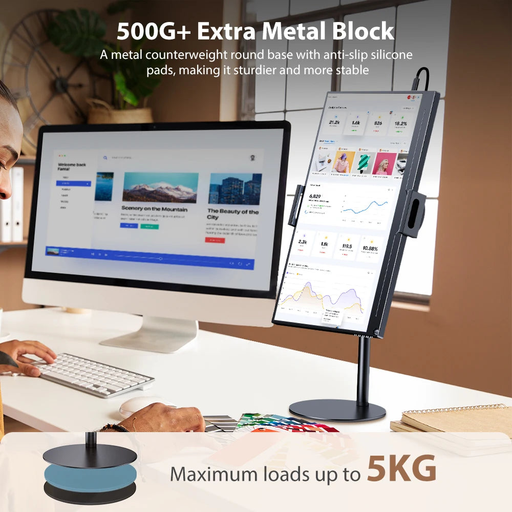 UPERFECT Portable Monitor VESA Stand for 15.6'' 17.3'' Adjustable 360° Swivel Bracket Tablet Holder Compatible with 4.7’’-17.3"