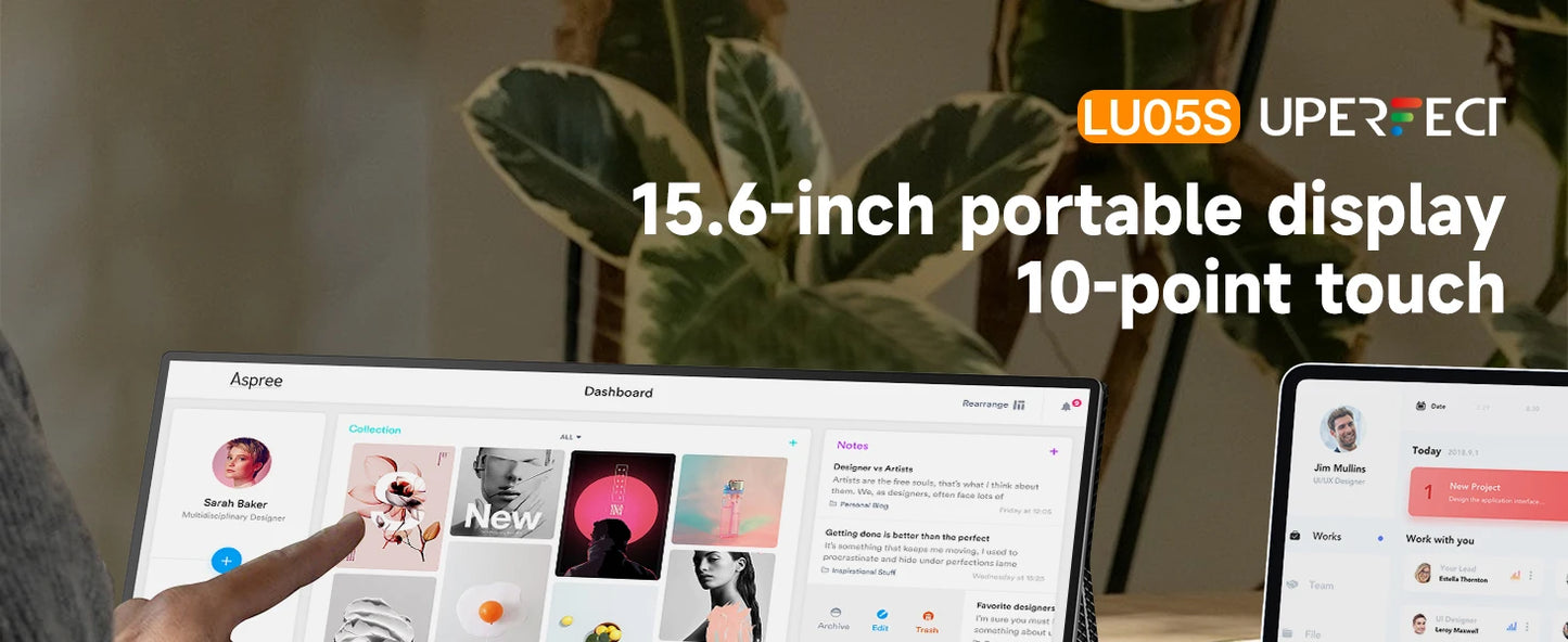 UPERFECT 15.6" Touch Screen Portable Monitor FHD 1080P IOPS Speakers with HDMI USB-C Eye-Care Travel External Monitor for Laptop