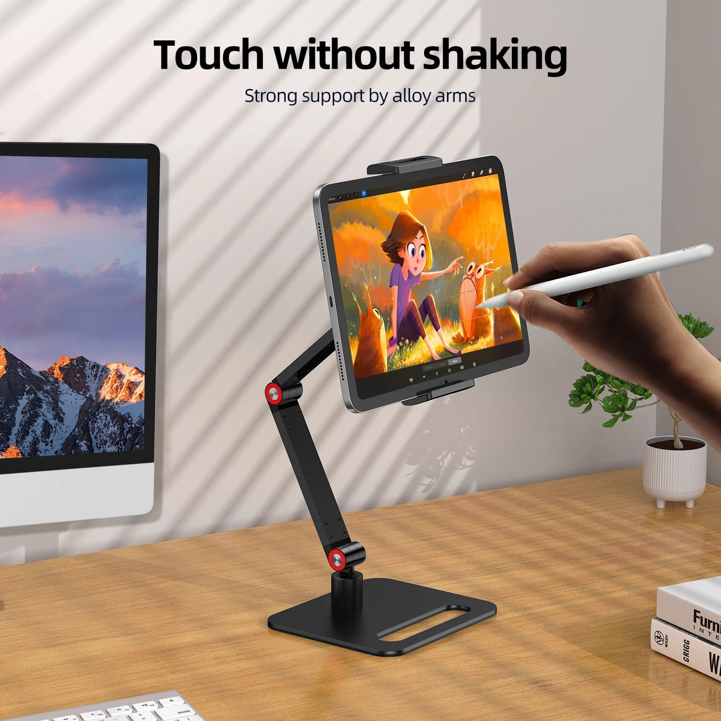 UPERFECT Portable Monitor Desk Holder Metal Stand 18 Inch Universal Expandable Display Base VESA Mount External Vertical Screen
