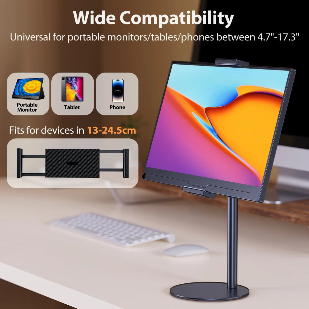 UPERFECT Portable Monitor VESA Stand for 15.6'' 17.3'' Adjustable 360° Swivel Bracket Tablet Holder Compatible with 4.7’’-17.3"