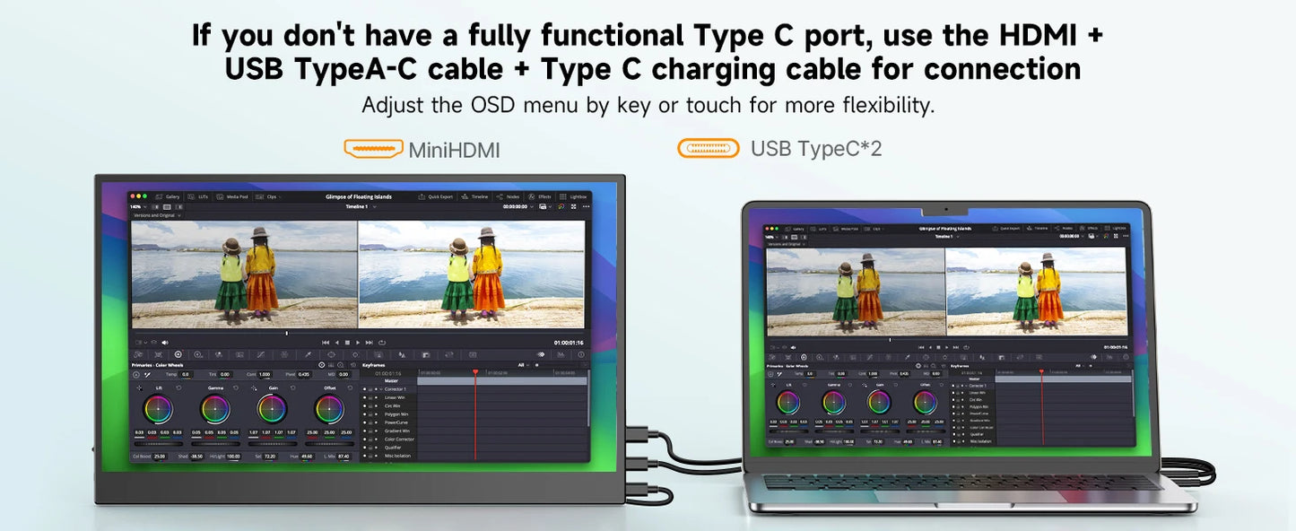 UPERFECT 15.6" Touch Screen Portable Monitor FHD 1080P IOPS Speakers with HDMI USB-C Eye-Care Travel External Monitor for Laptop