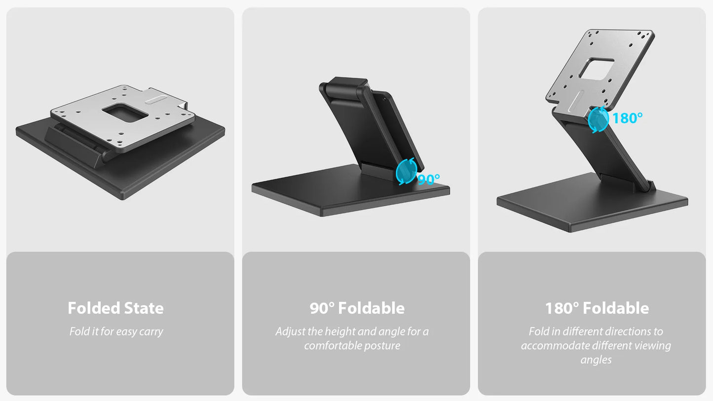 UPERFECT Portable Monitor Stand Holds up to 1.2kg Metal Folding VESA Mount for 15"-22" Displays fits VESA Hole 75x75mm&100x100mm