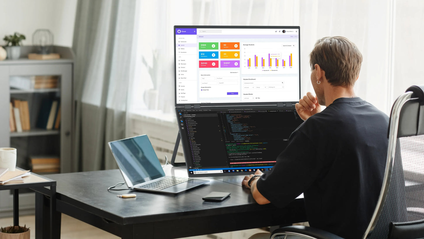 UPERFECT Delta 23.8" 100Hz Dual Portable Monitor 1080P Stacked Displays USB-C HDMI Triple Laptop Screen Extender for Laptop PC