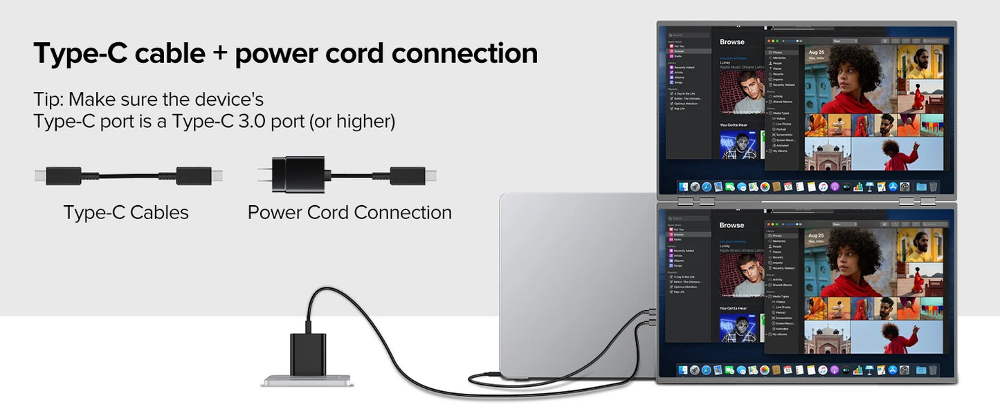 UPERFECT Delta 23.8" 100Hz Dual Portable Monitor 1080P Stacked Displays USB-C HDMI Triple Laptop Screen Extender for Laptop PC
