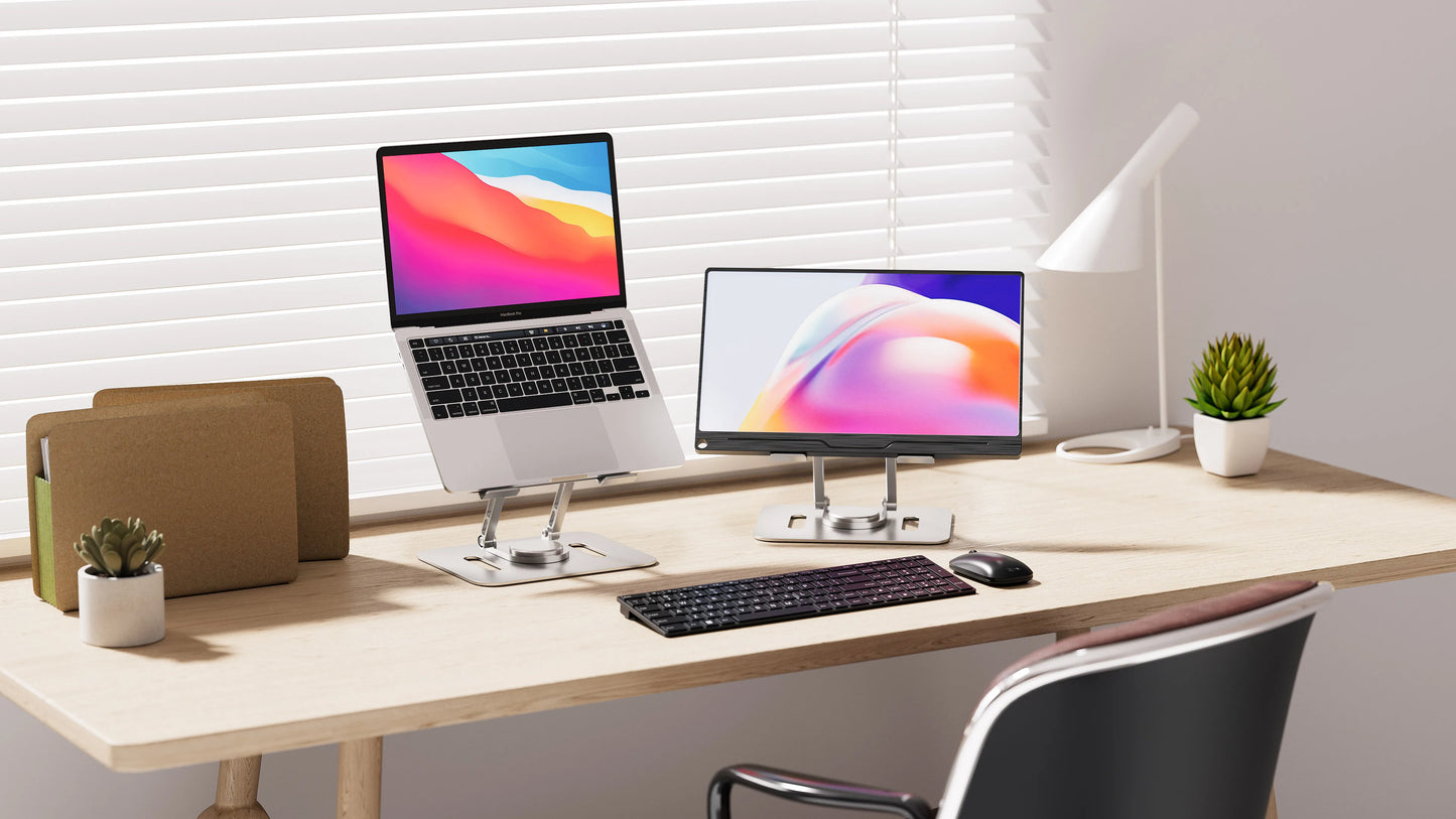 UPERFECT Adjustable Computer Stand with 360 Rotating Base Folding Laptop Riser for Desk Notebook MacBook Monitor up to 19inch