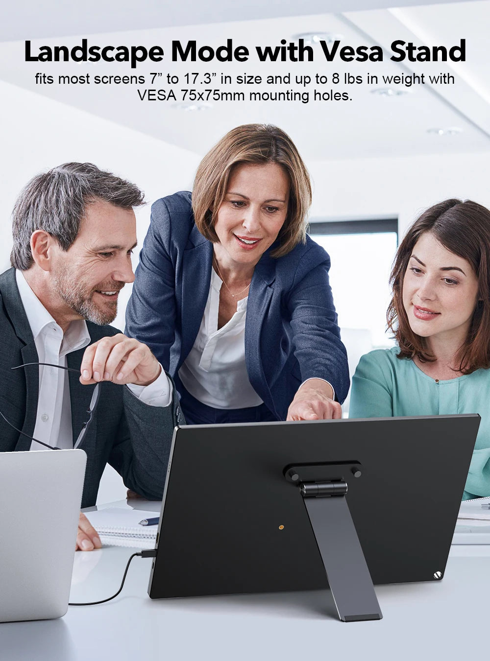 UPERFECT Portable Monitor VESA Stand with Hand Screw Desk Mount Freestanding fits M3/M4*75MM Monitor with Swivel/Tilt/Rotation
