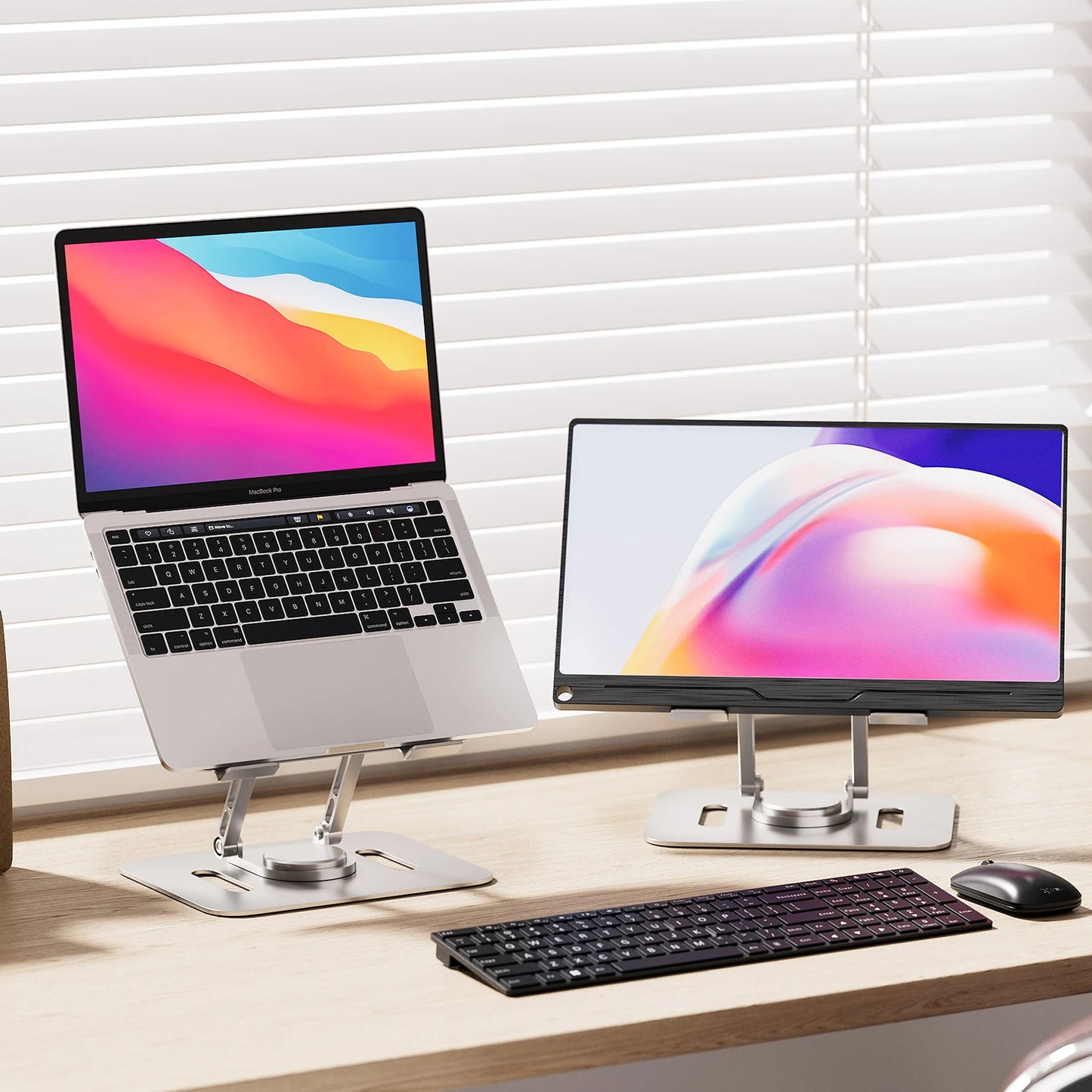UPERFECT Adjustable Computer Stand with 360 Rotating Base Folding Laptop Riser for Desk Notebook MacBook Monitor up to 19inch