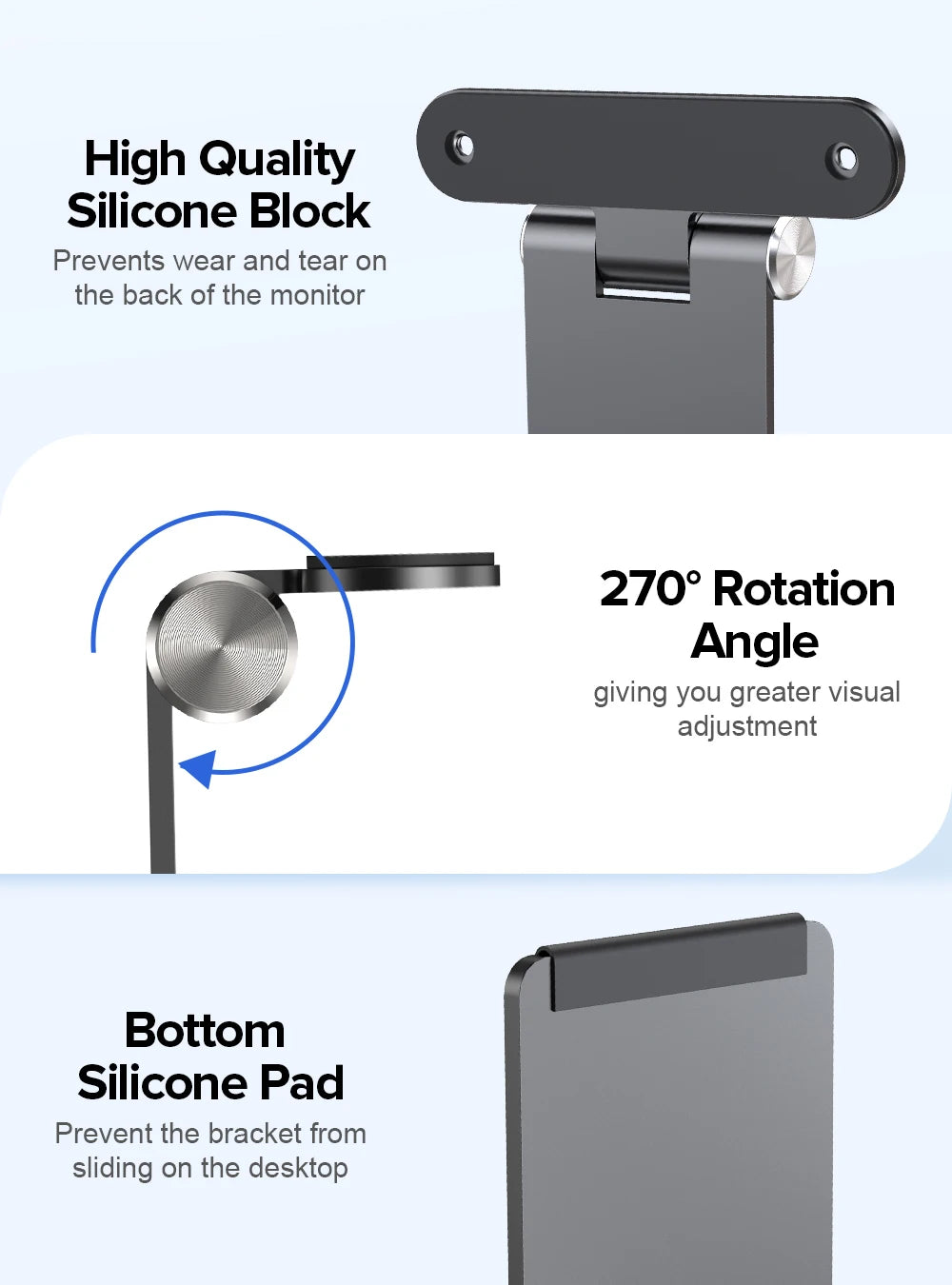 UPERFECT Portable VESA Monitor Stand with Hand Screw 7 to 17.3 inch Freestanding VESA Monitor Desk Mount With Swivel/Tilt/Rota