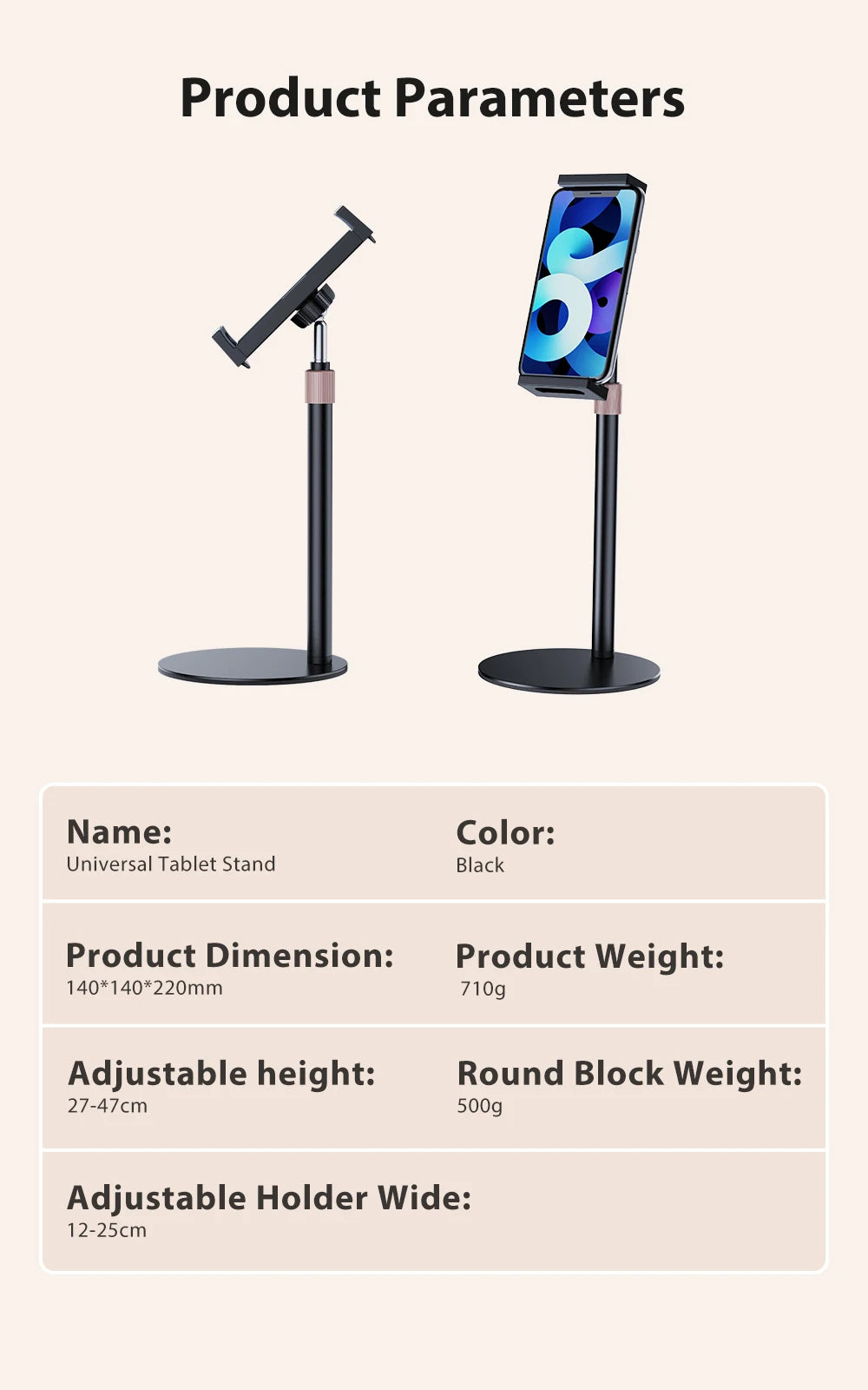 UPERFECT Portable Monitor VESA Stand for 15.6'' 17.3'' Adjustable 360° Swivel Bracket Tablet Holder Compatible with 4.7’’-17.3"