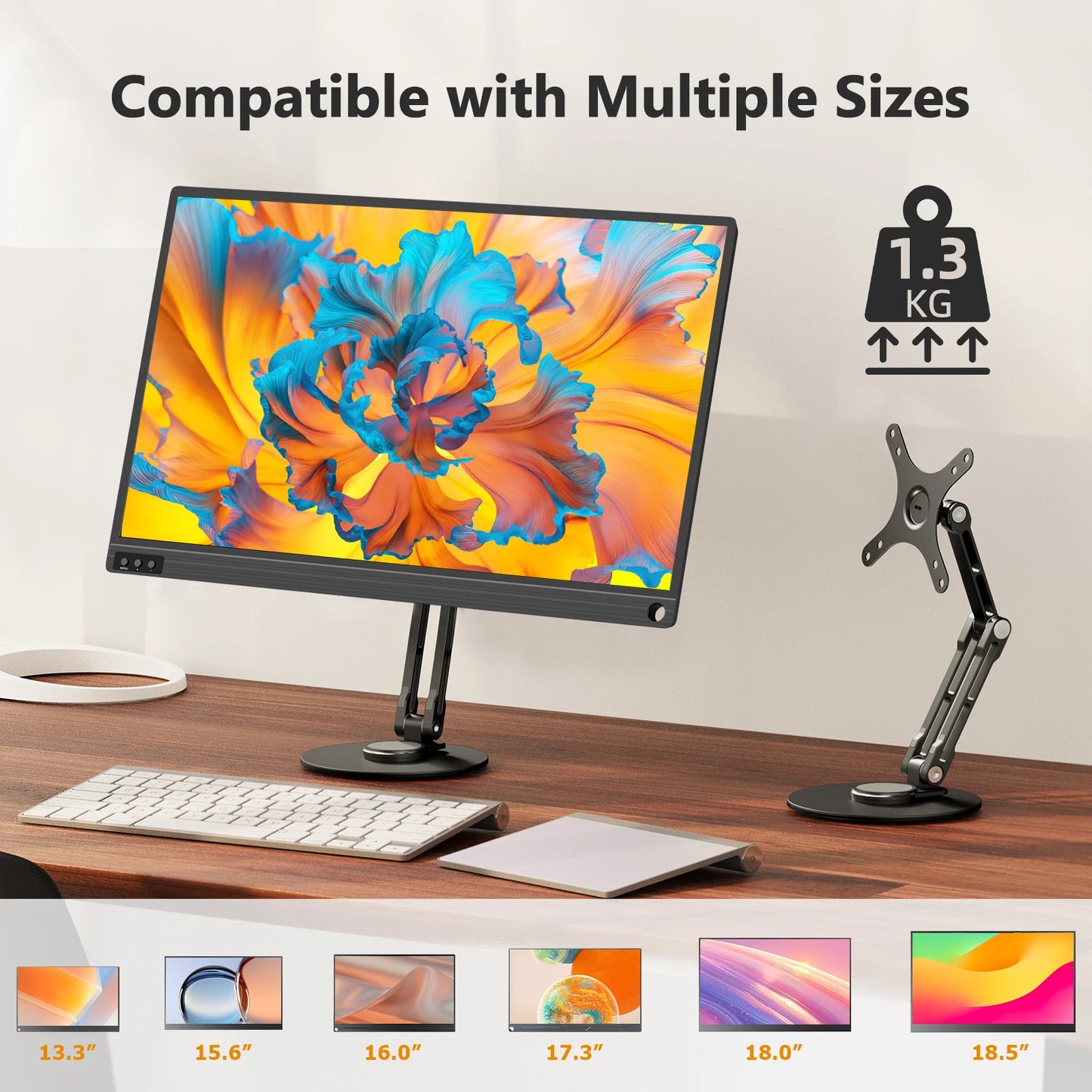 UPERFECT VESA Monitor Desk Mount Single Monitor Stands Freestanding Fits 12'' to 22'' Computer Screen with Height Adjustable