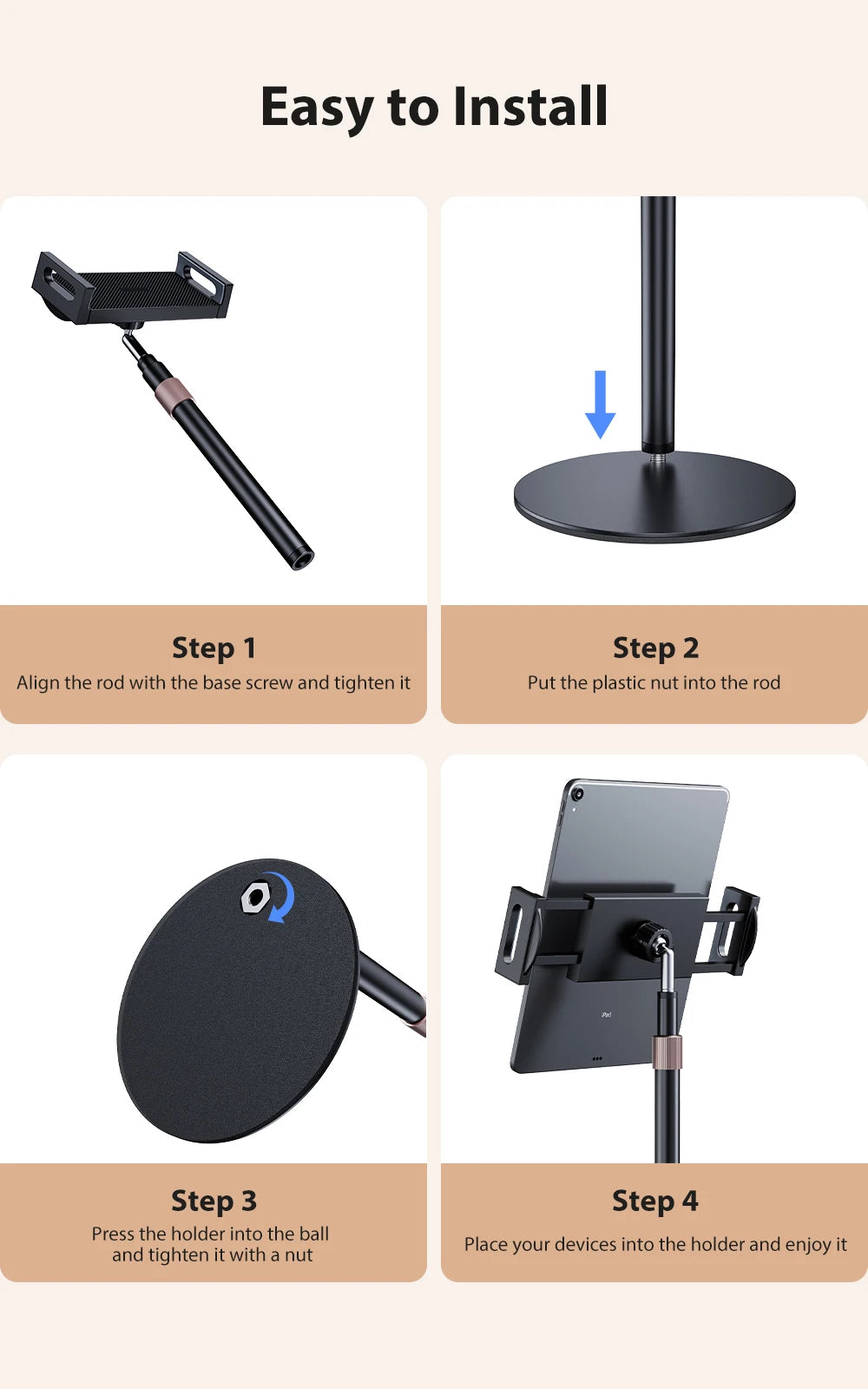 UPERFECT Portable Monitor VESA Stand for 15.6'' 17.3'' Adjustable 360° Swivel Bracket Tablet Holder Compatible with 4.7’’-17.3"