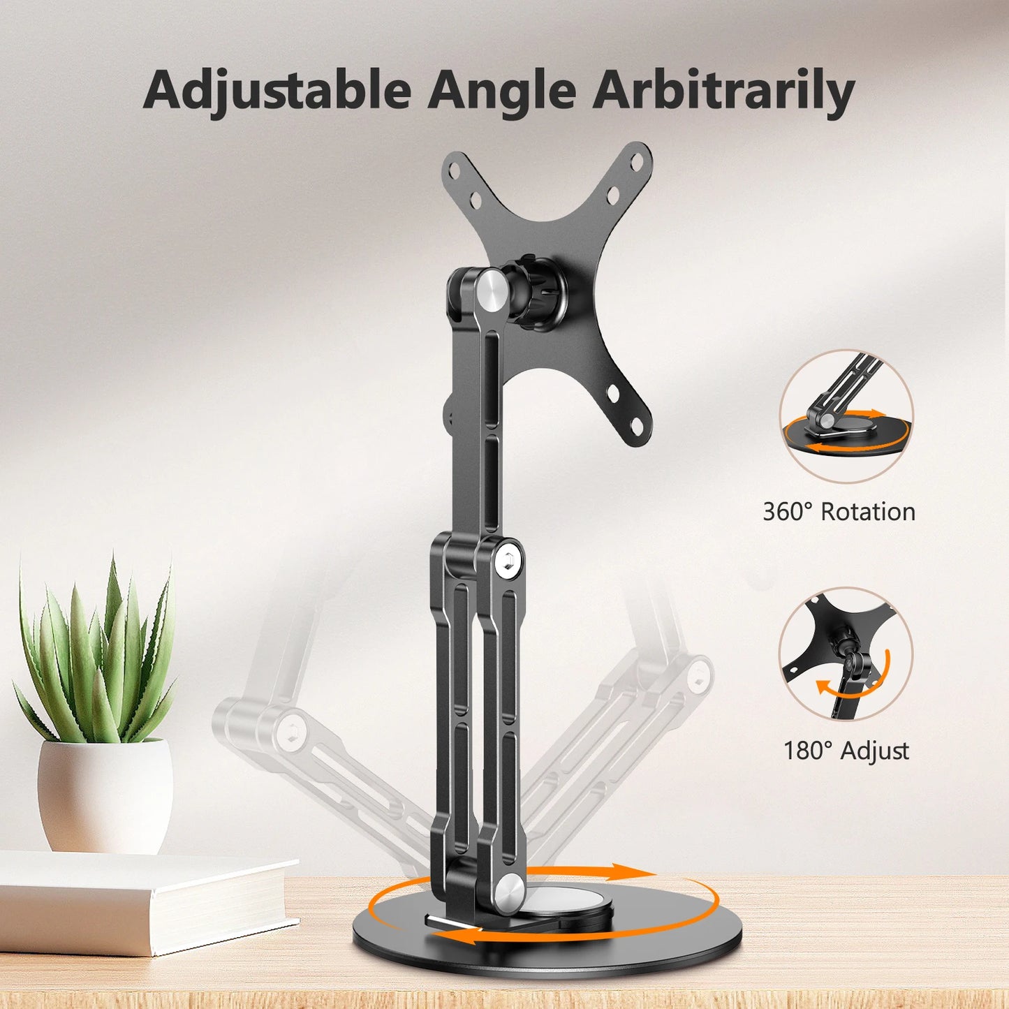 UPERFECT VESA Monitor Desk Mount Single Monitor Stands Freestanding Fits 12'' to 22'' Computer Screen with Height Adjustable