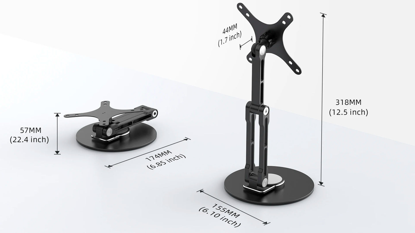 UPERFECT Single Monitor VESA Stand Fits Max 18.5 inch Computer Screen Free Standing Desk Stands Hold up to 5kg Monitor Mount