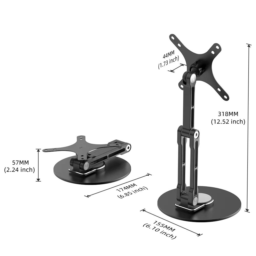 UPERFECT VESA Monitor Desk Mount Single Monitor Stands Freestanding Fits 12'' to 22'' Computer Screen with Height Adjustable