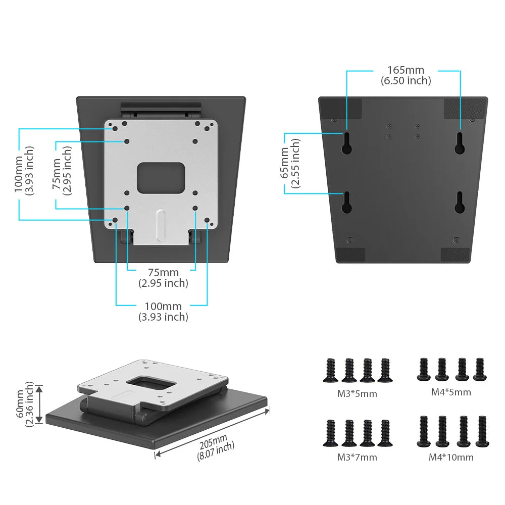 UPERFECT Portable Monitor Stand Holds up to 1.2kg Metal Folding VESA Mount for 15"-22" Displays fits VESA Hole 75x75mm&100x100mm