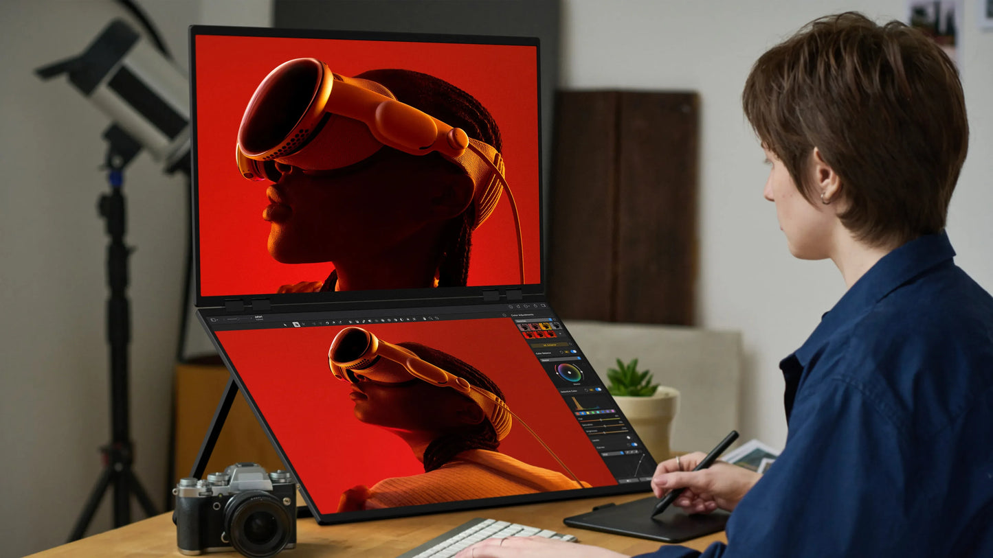 UPERFECT Delta 23.8" 100Hz Dual Portable Monitor 1080P Stacked Displays USB-C HDMI Triple Laptop Screen Extender for Laptop PC