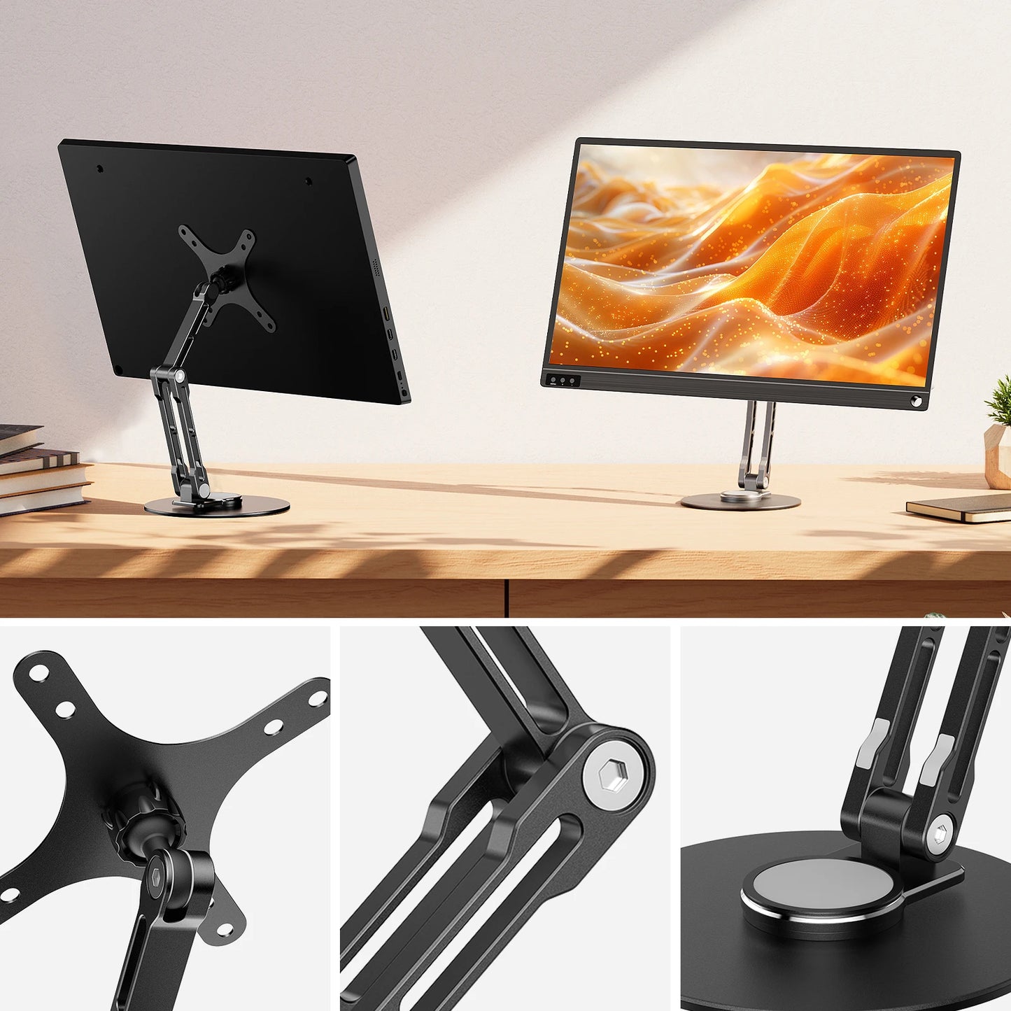 UPERFECT VESA Monitor Desk Mount Single Monitor Stands Freestanding Fits 12'' to 22'' Computer Screen with Height Adjustable