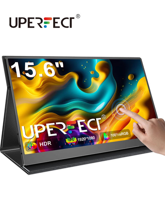 UPERFECT 15.6" Touch Screen Portable Monitor FHD 1080P IOPS Speakers with HDMI USB-C Eye-Care Travel External Monitor for Laptop