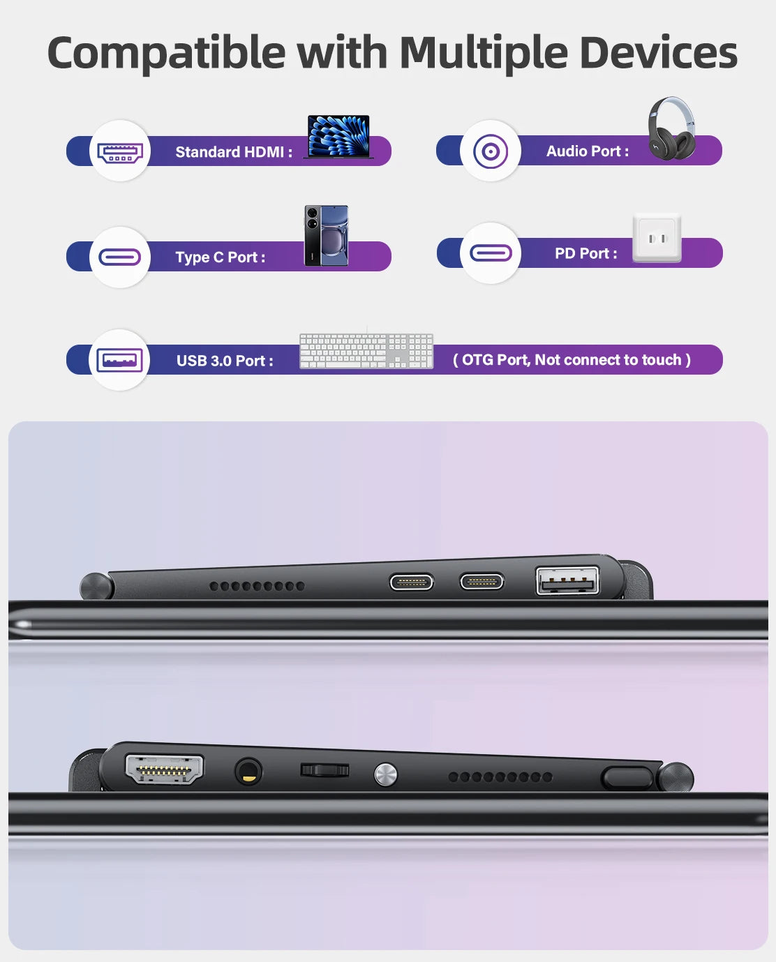 UPERFECT Portable Monitor Freestanding Touchscreen 15.6“ FHD 1080P IPS Screen with Adjust Kickstand 2000:1 HDMI USB 3.0 Type C