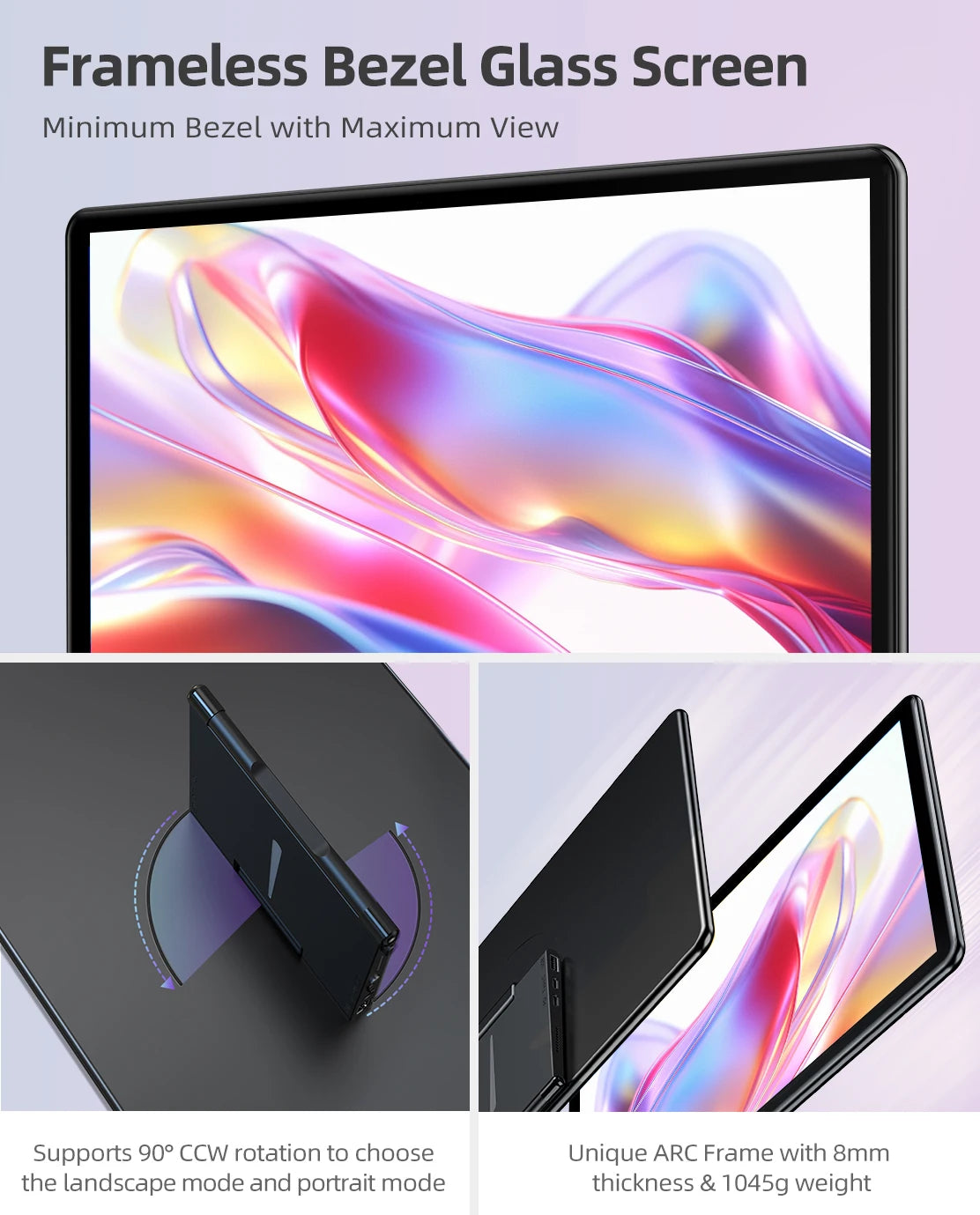 UPERFECT Portable Monitor Freestanding Touchscreen 15.6“ FHD 1080P IPS Screen with Adjust Kickstand 2000:1 HDMI USB 3.0 Type C