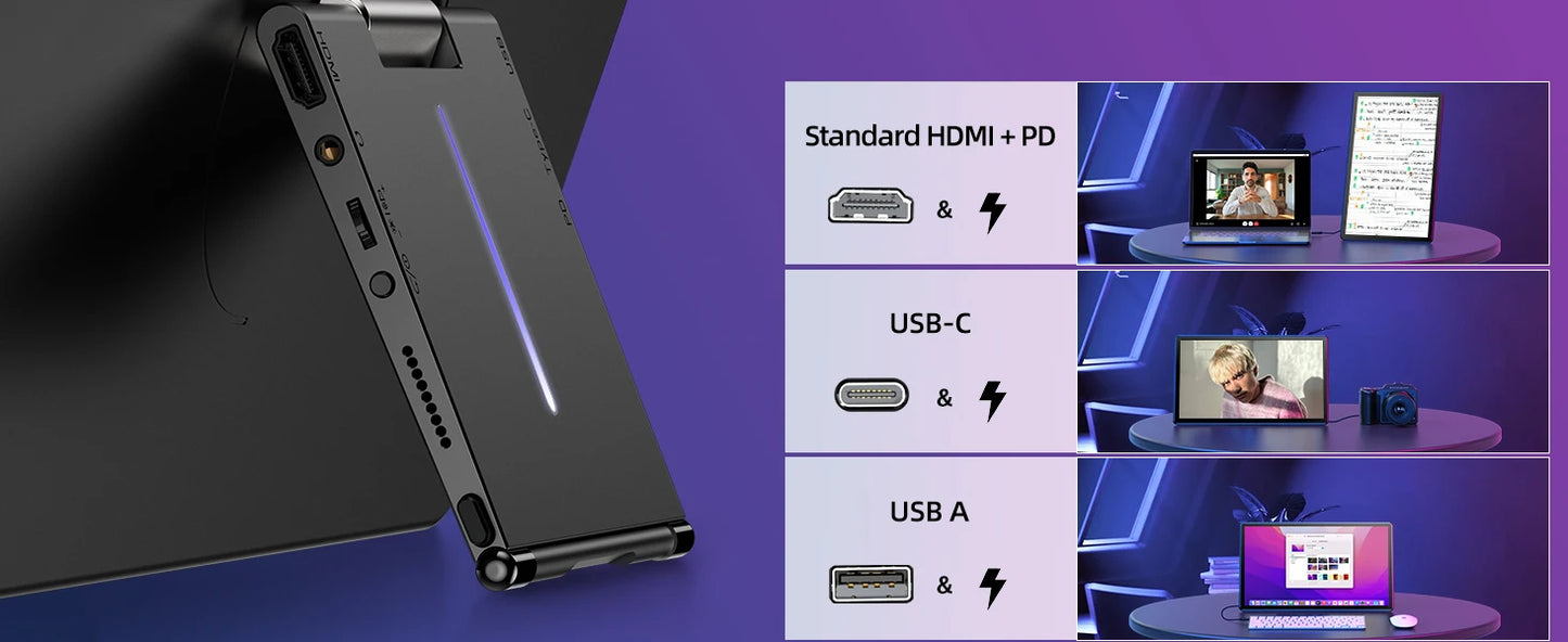 UPERFECT Portable Monitor Freestanding Touchscreen 15.6“ FHD 1080P IPS Screen with Adjust Kickstand 2000:1 HDMI USB 3.0 Type C